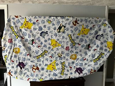 Vintage 90’s Pokemon Standard Twin Fitted Bed Sheet Pikachu Read!  • $13.80