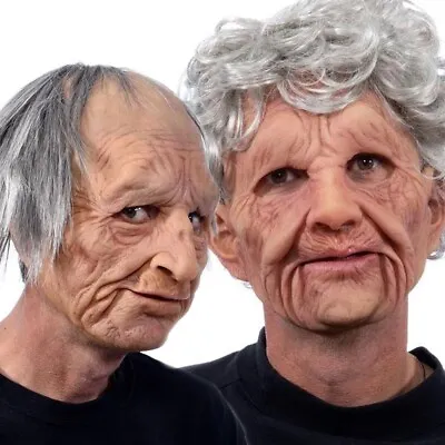 $15.19 • Buy Halloween Old Man Face Wig Mask Party Horror Spoof Decoration Props