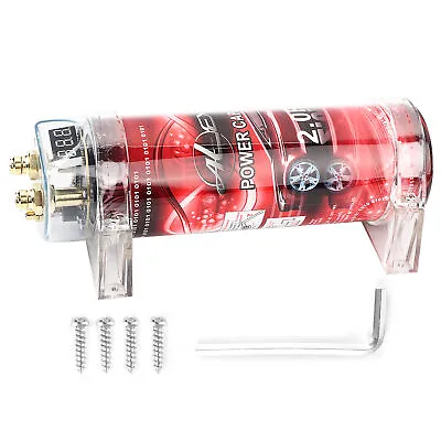 2 Farad Car Audio Power Capacitor Amplifier Voltage Regulator Red LED 10‑16V DC • £45.40