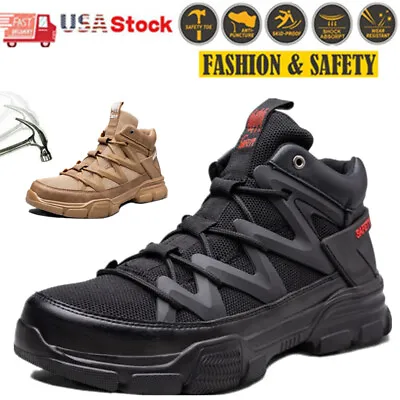 Mens Safety Work Shoes Indestructible Steel Toe Shoes High Top Boots Sneakers • $45.56