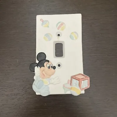 Vintage Disney Mickey Mouse Single Switch Plate Cover Porcelain Infant Mint • $23