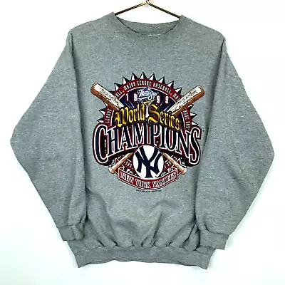 Vintage New York Yankees Sweatshirt Crewneck Large Gray Mlb Logo Athletic 1999 • $38.24