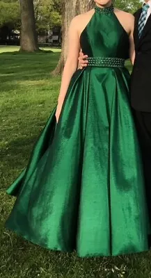 Prom & Pageant High Neck Emerald Green Size 0-4 A-line Gown By Alyce Paris 6731 • $150