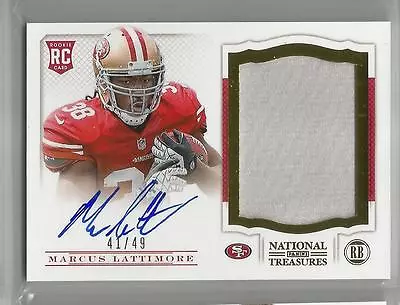 2013 National Treasures Football Marcus Lattimore Jersey Auto Rookie Card #41/49 • $75