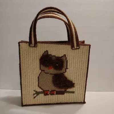 Vintage Needlepoint Handbag Owl Fully Lined Handmade With Inside Pocket • $32