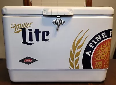 Miller Lite Coleman Steel Cooler Ice Chest Fishing Used Dented 22.5  X 15  X 16  • $99.99