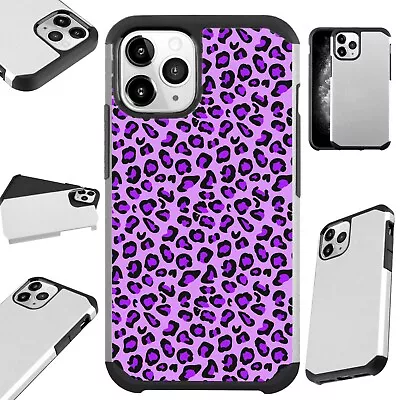 Fusion Case For IPhone 12/Mini/Pro Max Phone Cover PURPLE LEOPARD SKIN PRINT • $13.50