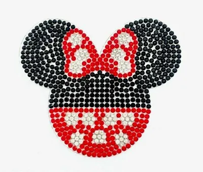 Disney Minnie Mouse Head Crystal Black Red Applique Iron On Rhinestone Patch 3  • $8.99