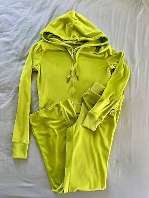 Aerie Womens Velour Tracksuit Zip Up Hoodie Size XS & Jogger Size S Lime Green • $18