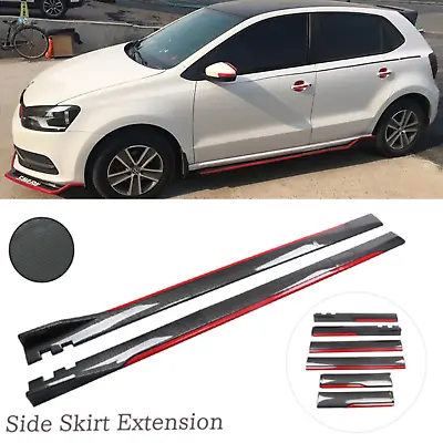 For VW Polo MK5 MK6 GTI Carbon Fiber Look Side Skirt Extension Spoiler Splitter • $99.99