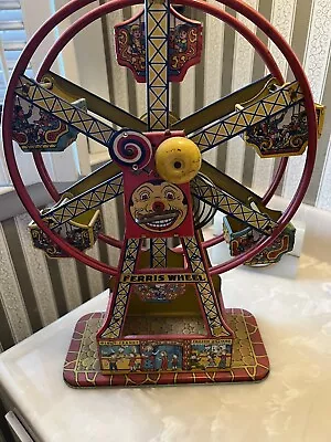 VINTAGE TIN MECHANICAL FERRIS WHEEL TOY (J. Chein & Co)-1930’s • $225