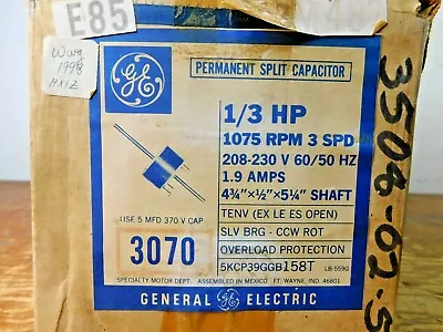 GE 3M487 Permanent Split Cap Motor 1/3 HP 1075 Rpm 3SPD 208-230 V 1.9 Amps NIB • $69