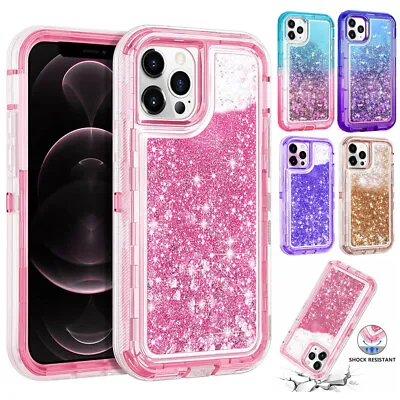 $17.48 • Buy Shockproof Case For IPhone 14 13 12 11 Pro Max XR 8 7 Plus Liquid Glitter Cover