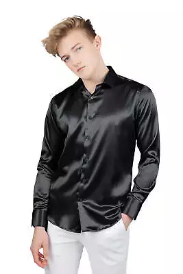 BARABAS Mens Luxury Metallic Long Sleeve Button Down Shiny Shirts B312 • $76