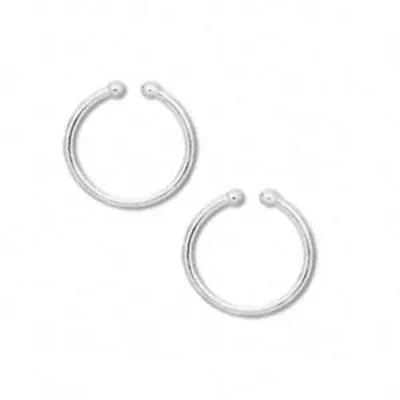 Clip On Hoop Earrings Silver Plated Sleek Pierced Look 15mm 0.6  Diameter Dangle • $7.95