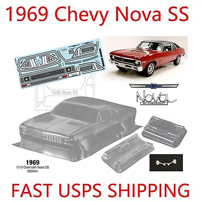 1/10 RC Drift Racing 1969 Chevy Nova SS Clear Transparent Body Shell 200mm • $42.99