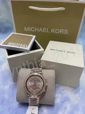 Michael Kors Ladies Parker Chronograph Rose Gold Stainless Women's Watch MK5896 • $100