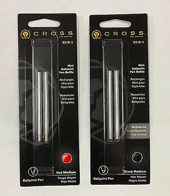 Cross Mini 2 Black & 2 Red Med Pt Ballpoint Refills For Tech3 And Tech 4 • $18.50