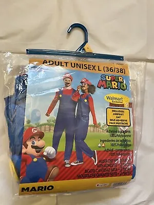 Mario Costume For Adults Unisex Large Halloween Super Mario Overalls And Hat • $29.97