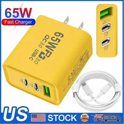 65W Dual USB Type-C Wall Adapter Fast Charger PD Power For IPhone 14 13 12 11 XR • $5.59