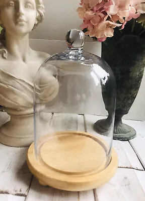 £15 • Buy Display Cloche Vintage Glass Bell Dome Jar & Wood Base Curiosity Home Decor