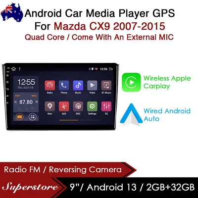 9” CarPlay Android 13 Auto Car Stereo GPS Head Unit For For Mazda CX9 Bose 07-15 • $260.93