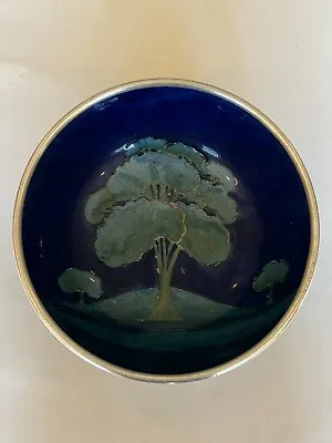 £930.61 • Buy Large William Moorcroft Moonlit Blue Bowl With Silver Rim.