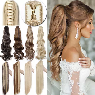 Real Thick Hair Claw Ponytail Hair Piece Clip In Pony Tail Fake Hair As Human UK • £14.47