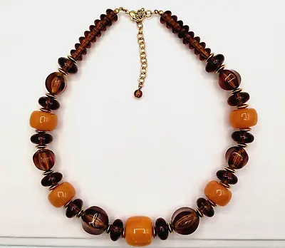 Vintage Faux Butterscotch Amber Resin Graduated Beaded Necklace 17  - 20  • $24.99
