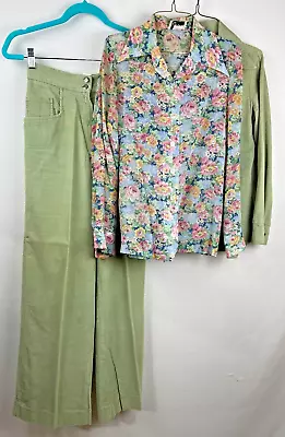 Vintage Women's Clothing 70s ALFREDA 3 Piece Set Pants Shirt Jacket USA • $188.06