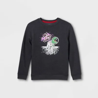 £6.26 • Buy Boys Out Of This World  Pullover Fleece Sweatshirt Cat & Jack Medium 8/10 T-rex