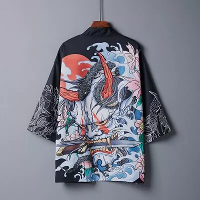 Men Women Kimono Coat Cardigan Loose Yukata Outwear Tops Retro Japanese Harajuku • $19.96