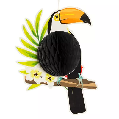 3D Honeycomb Toucan Hanging 10  Party Decoration - Hawaiian Party Or Event - New • £1.95