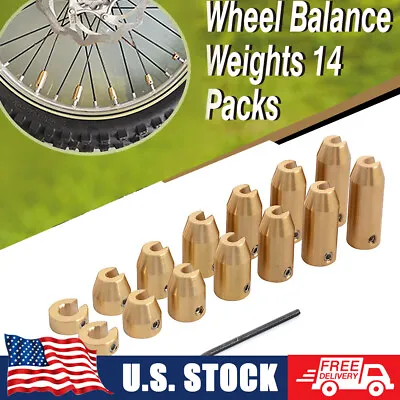 Packed 14 Universal Motorcycle Wheel Spoke Balance Weights Brass Reusable 7-Size • $24.23