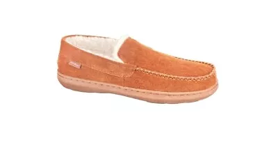 Eddie Bauer Men's Suede Memory Foam Faux Fur Lined Slipper Tan Medium 8-9 • $22.99