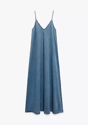 Zara Denim Trf Midi Dress.  Blue.  Ref 5520/081. Size S • £29.99