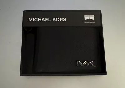 Michael Kors  Jet Set Slim Bifold Leather Black Men's Wallet SLIM BillFold NWT • $38.99