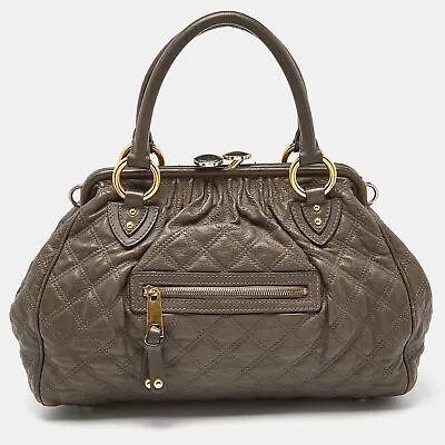 Marc Jacobs Khaki Beige Quilted Leather Stam Satchel • $227.80