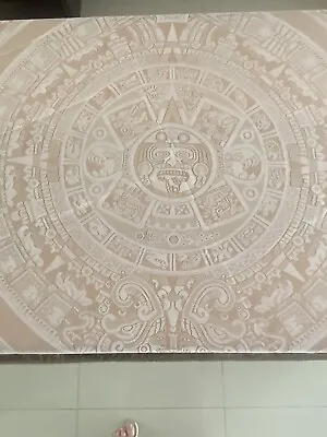 Aztec Mayan Gods Celestial Calendar Tablecloth 72” Round Lace White • $52.50