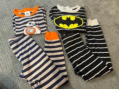 Hanna Andersson Lot Of 2 Long Sleeve Batman Star Wars Bb8  Pajamas Size 130 8 • $19.99