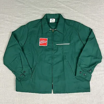 Vintage 80's Coca Cola Jacket Delivery Worker Green NOS Double Sided Patchwork • $84.96
