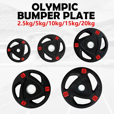 Olympic Bumper Weight Plates Rubber 2.5-20KG Home Gym Fitness Lifting Barbell AU • $82.99