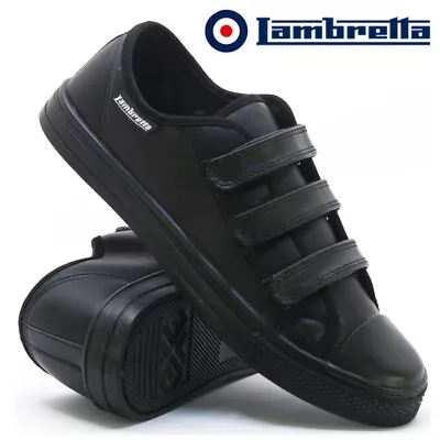 Mens Lambretta Casual Trainers Flat Slip On Skate Pumps Gym Plimsolls Shoes Size • £14.95