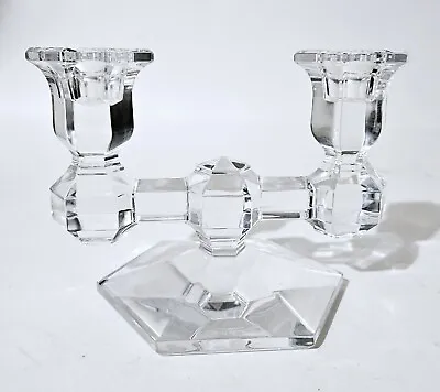 Vintage Val St Lambert Dual Crystal Candlesticks - Two On One Base. Beautiful. • $35