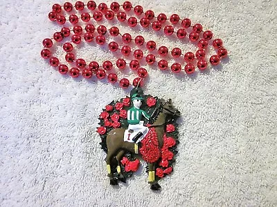 Racehorse - Jockey - Roses -  Ky Derby Mardi Gras Necklace Bead Horse (b176) • $6.95