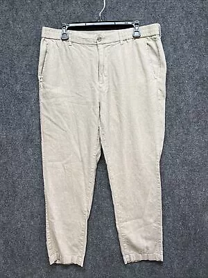 Banana Republic Mason Athletic Tapered Mens Pants Beige Linen Cotton Casual • $11.20