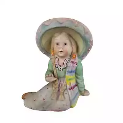 Vintage Ucagco China Japan Made Figure Girl With Sombrero Vase Planter • $17.74