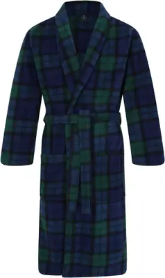 John Christian Men's Warm Fleece Dressing Gown - Blackwatch L Navy / Green  • £50.99