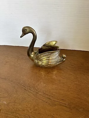 Vintage Brass Swan Goose Planter. • $35