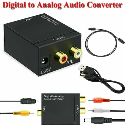 Digital Optical Coaxial To Analog RCA L/R Audio Converter Adapter W/ Fiber Cable • $6.90